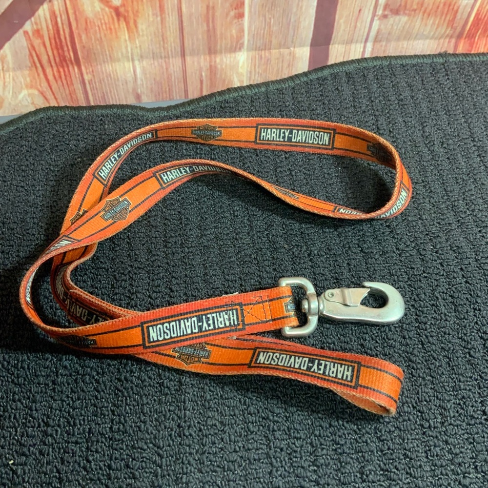 Orange and black Harley Davidson logo heavy clip dog lead